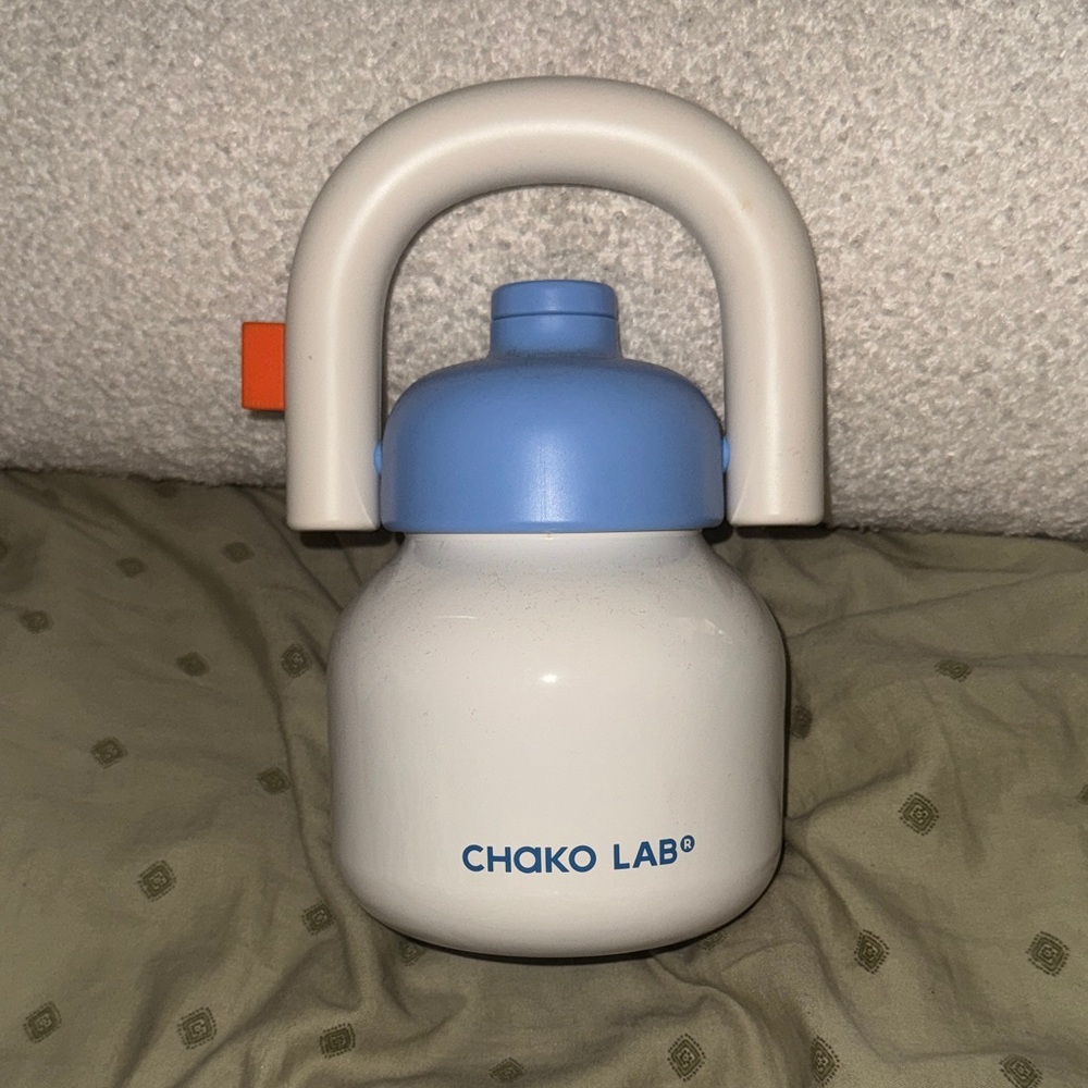 Blue & White Water Bottle with Handle